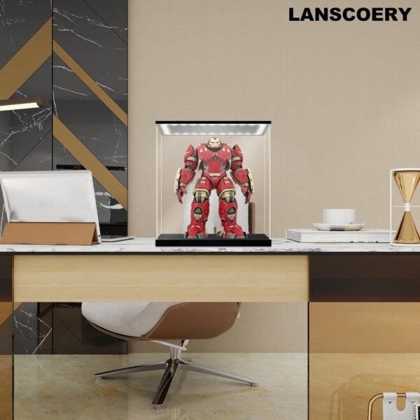oem/odm lanscoery clear acrylic display case with white and warm led light, showcase and display box, dustproof with uv protection, perfect for figures collectibles - 4x4x4inch wholesale supplier & factory