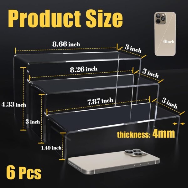 oem/odm 6pcs acrylic risers for display, 2 sets of plastic risers stand for display, 9" clear shelf risers for dessert, food, figure, cupcake and perfume wholesale supplier & factory