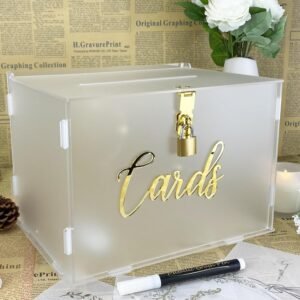 oem/odm 11" acrylic wedding card box with lock, frosted gift card box for wedding decorations for reception, honeymoon fund money box for bridal shower decorations party reception anniversary wholesale supplier & factory