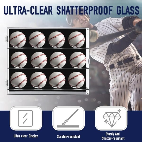 oem/odm acrylic baseball display case wall mounted display holder shadow box clear baseball holder removable ball stand for collector memorabilia autograph case(3 tiers for 12 balls) wholesale supplier & factory