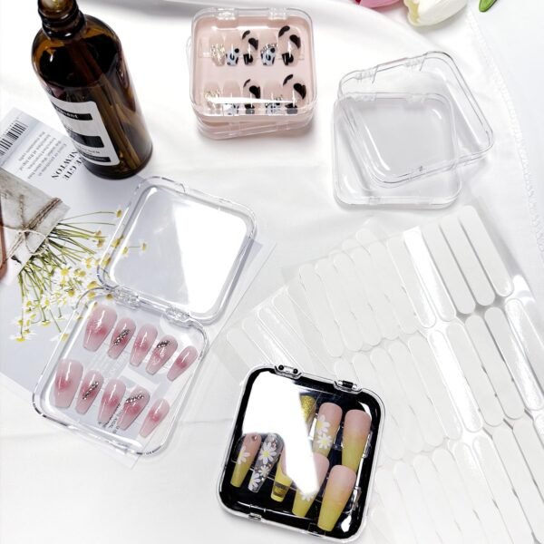 oem/odm 12pcs press on nail storage box with 60 pcs adhesive double sided tape acrylic nail display box artificial false nail box organizer fake nail case transparent nail packaging boxes for nail salon wholesale supplier & factory