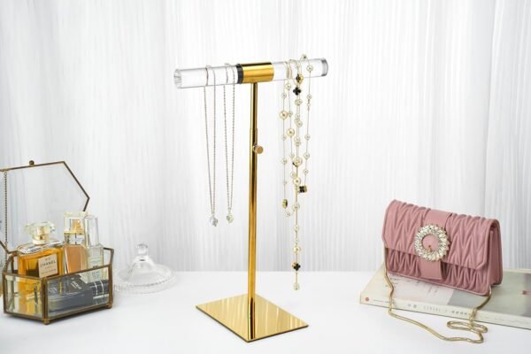 oem/odm acrylic jewelry towers - stainless steel long necklace stand, adjustable height tabletop jewelry organizer for home & boutique wholesale supplier & factory