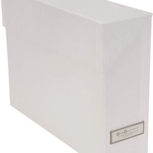 oem/odm bigso box of sweden lovisa fiberboard label frame 12 file storage box | document organizer | durable hanging file box with a flip top lid & metal label window | 3.7” x 13” x 9.4” | white wholesale supplier & factory