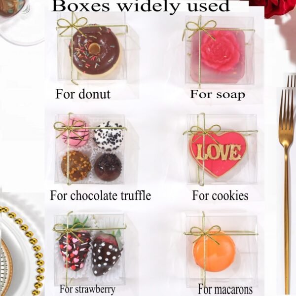 oem/odm 3.3x3.3x1.5inch 50pcs clear cookie boxes packaging, perfect for displaying small items-jewelry, crafts, treats ,oreos ,soap,macaron,chocolate truffle, donut, mini bakery, brownie more wedding favors wholesale supplier & factory