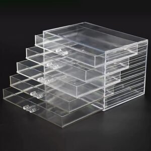 oem/odm clear acrylic jewelry storage box, earring jewelry organizer with 5 drawers, 5-layer jewelry box for women, earring display holder for earrings ring bracelet necklace transparent display storage case wholesale supplier & factory