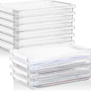 oem/odm leinuosen 12 pcs a4 file portable project case 14.33 x 9.84 x 1.57 inch clear plastic stackable storage box with 6 lids and handles office supplies for organizing documents, photo, scrapbook wholesale supplier & factory