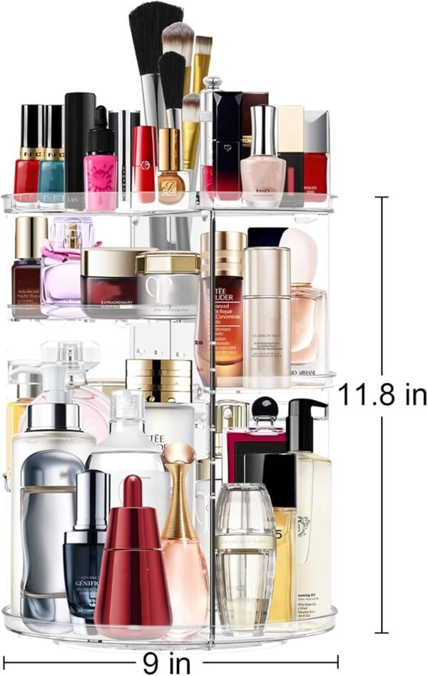 oem/odm makeup organizer 360 rotating cosmetic organizer diy adjustable makeup carousel spinning holder rack, large capacity cosmetic storage box makeup brushes organizer for vanity countertop (clear) wholesale supplier & factory