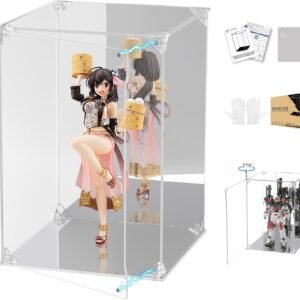 oem/odm clear acrylic display case with mirrored back and base, uv protected acrylic box with magnetic door, dustproof display box showcase for collectibles, figures, models, toys (8x8x12inch) wholesale supplier & factory