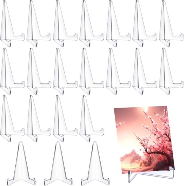 oem/odm bucherry 20 packs card display stand 3.4" acrylic easel stands mini picture coin display easel holder baseball sports card trading graded holder for challenge coin photo frame medal watch (clear) wholesale supplier & factory