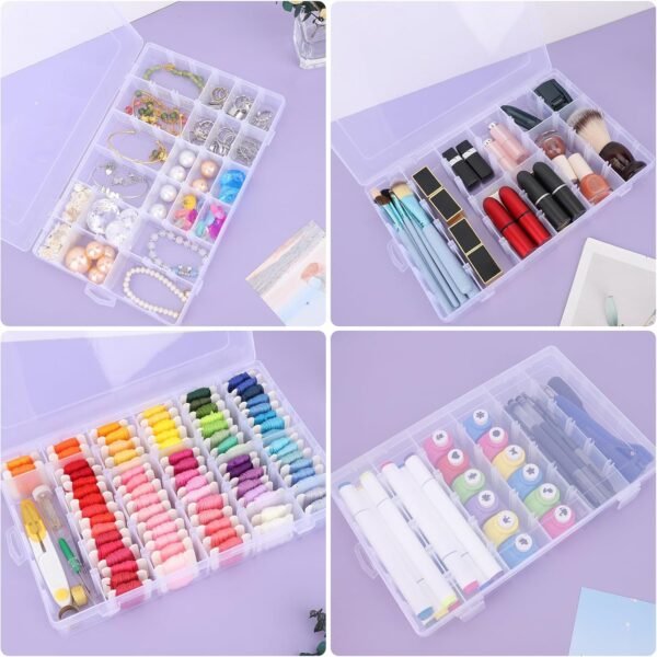oem/odm nail organizer storage box 36 grids, rhinestone container clear, acrylic press fake nail tip craft art accessories plastic empty case, display holder for jewelry diamond charms gem bead polish wholesale supplier & factory