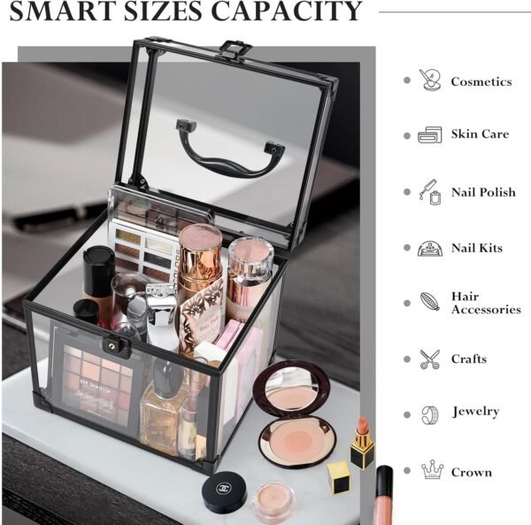 oem/odm frenessa portable makeup case clear crown box cosmetics display case toiletry organizer box transparent acrylic artists train case travel makeup tools storage for vanity bathroom counter dresser case wholesale supplier & factory