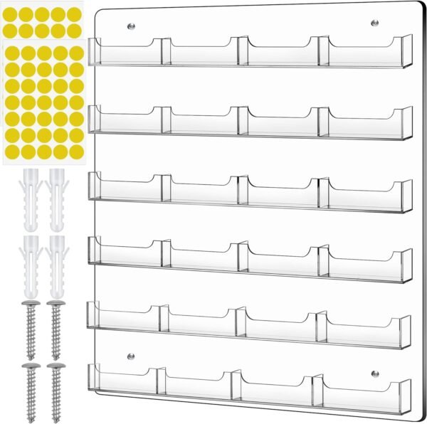 oem/odm turstin business card holder wall mount clear sticker display marketing holder acrylic business card stand multi pocket rack organizer space saver for home office (24 pockets) wholesale supplier & factory