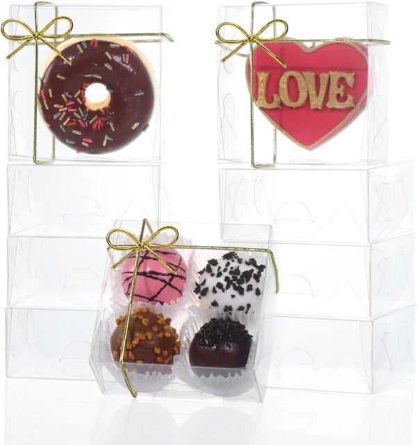 oem/odm 3.3x3.3x1.5inch 50pcs clear cookie boxes packaging, perfect for displaying small items-jewelry, crafts, treats ,oreos ,soap,macaron,chocolate truffle, donut, mini bakery, brownie more wedding favors wholesale supplier & factory