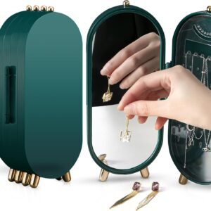 oem/odm earring holder stand jewelry storage box for women foldable acrylic jewelry display stand box jewelry organizer with mirror suitable for drop earrings,necklaces,rings,diamonds,emeralds (green) wholesale supplier & factory