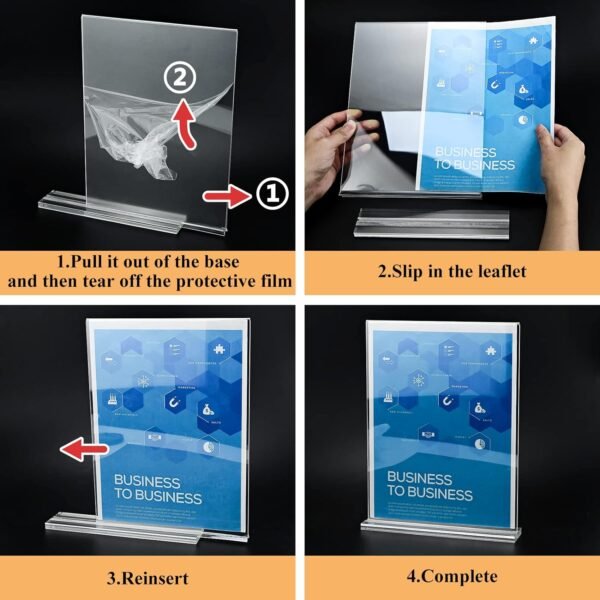 oem/odm arrobust 8.5 x 11 acrylic sign holder clear display table signs stand, double sided t shape flyer holder plastic for picture paper frame holder home office menu retail show fair, 6 pack wholesale supplier & factory