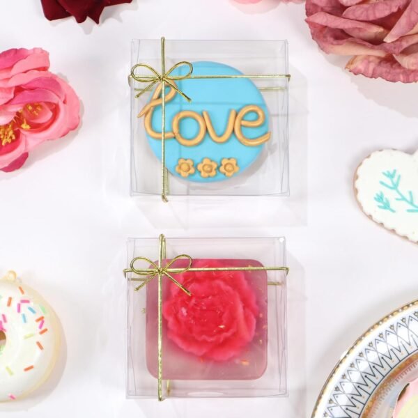 oem/odm 3.3x3.3x1.5inch 50pcs clear cookie boxes packaging, perfect for displaying small items-jewelry, crafts, treats ,oreos ,soap,macaron,chocolate truffle, donut, mini bakery, brownie more wedding favors wholesale supplier & factory