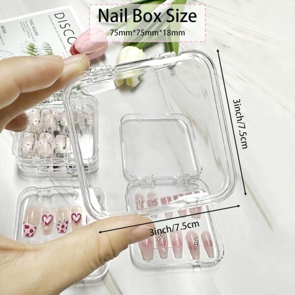 oem/odm 12pcs press on nail storage box with 60 pcs adhesive double sided tape acrylic nail display box artificial false nail box organizer fake nail case transparent nail packaging boxes for nail salon wholesale supplier & factory