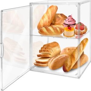 oem/odm bread box for kitchen countertop, clear bread box 3 layers, bread storage, bread container, food safe clear bread storage for bread, bagel, muffins wholesale supplier & factory
