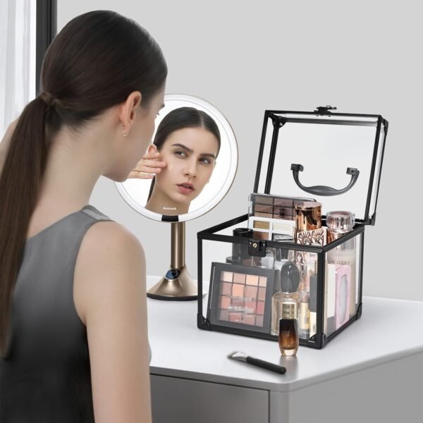 oem/odm frenessa portable makeup case clear crown box cosmetics display case toiletry organizer box transparent acrylic artists train case travel makeup tools storage for vanity bathroom counter dresser case wholesale supplier & factory