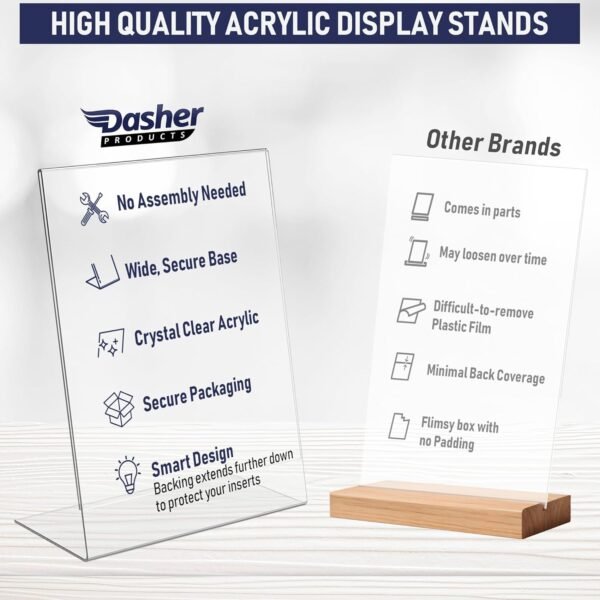 oem/odm slant back acrylic sign holder 8.5 x 11 inches, portrait ad frame and flyer display stand. menu holder and table sign display for home, office, store, or restaurant use. acrylic stands for tabletop (3 pack) wholesale supplier & factory