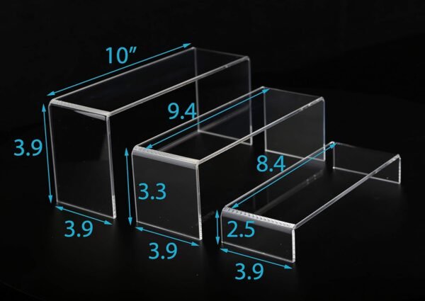 oem/odm jusalpha 3개 대형 투명 아크릴 라이저 세트, 보석용 아크릴 디스플레이 라이저 선반 쇼케이스 고정 장치, amiibo funko pop 피규어용 디스플레이 스탠드, 컵케이크, 식품 디스플레이, 10 x 3.9 x 3.9인치(1) 도매 공급업체 및 공장