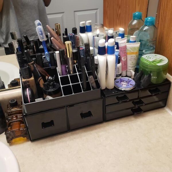 oem/odm professional 12-drawer makeup cosmetic organizer - large portable storage case & display box for women, countertop beauty products (black) wholesale supplier & factory