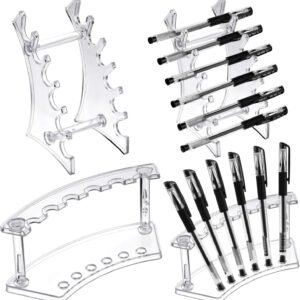oem/odm teling 4 pieces pen display stand acrylic pen holder clear pen stand rack organizer nail brush holder stand for make up brush wholesale supplier & factory