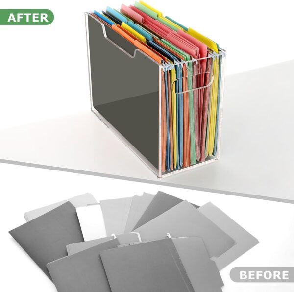 oem/odm dinghuo acrylic letter size hanging file folder organizer box, clear portable file storage box with handles, desktop file holder for home, school -1 pack wholesale supplier & factory