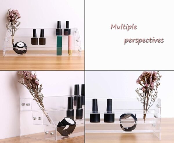 oem/odm yebeauty clear nail polish display holder 2pcs 3 layers, acrylic organizer storage tray rack stand holder for cosmetic eyeglasses lash display wholesale supplier & factory