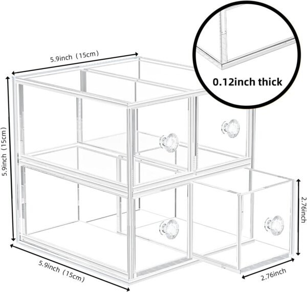 oem/odm acrylic jewelry box clear jewellery storage drawer transparent cosmetic display stand holder home organizer tray for earring necklace rings bracelet makeup (4 drawer) wholesale supplier & factory