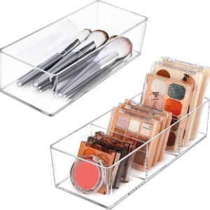 oem/odm jesslab acrylic organizer, 2pk cube sections makeup organizer for drawer, makeup organizer for vanity, countertop, bathroom, kitchen and cabinet storage(1+3 compartment) wholesale supplier & factory