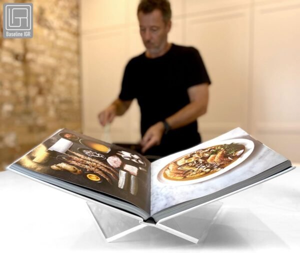 oem/odm large clear acrylic book stand, 12.5" x 9.5" x 5.5”, acrylic book holder, open bookstand for display and reading cookbooks, art books, bibles, magazines - home and office wholesale supplier & factory