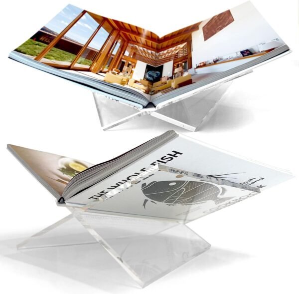oem/odm large clear acrylic book stand, 12.5" x 9.5" x 5.5”, acrylic book holder, open bookstand for display and reading cookbooks, art books, bibles, magazines - home and office wholesale supplier & factory