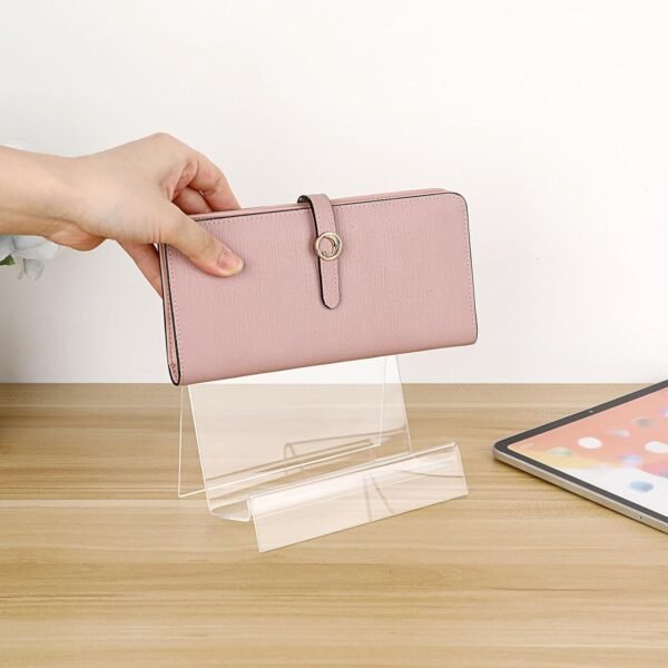 oem/odm juxyes pack of 8 clear acrylic wallet display stand holder, purse display stand handbag display rack shoulder bags purse stand for boutique, retail countertop acrylic display stand for handbags wallet wholesale supplier & factory