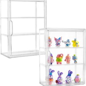 oem/odm acrylic display case for collectibles 3 tier figure display case with 2 movable plates clear display case for figures with magnetic door tall display box, 2 pack wholesale supplier & factory