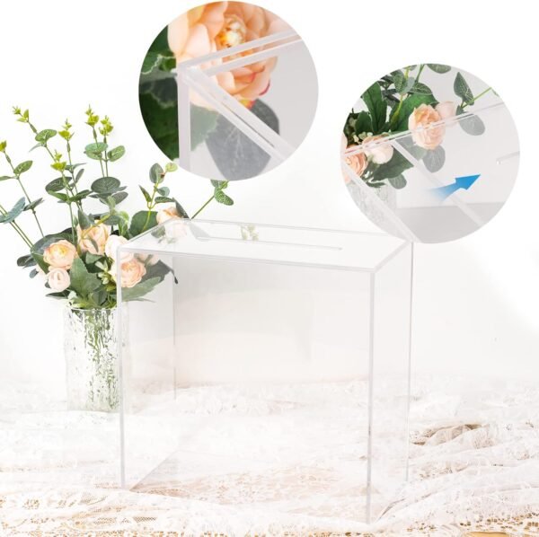oem/odm clear acrylic wedding card box large diy card boxes with 4 "card" text stickers gift money box holder for wedding reception anniversary birthday party baby shower graduation decorations wholesale supplier & factory