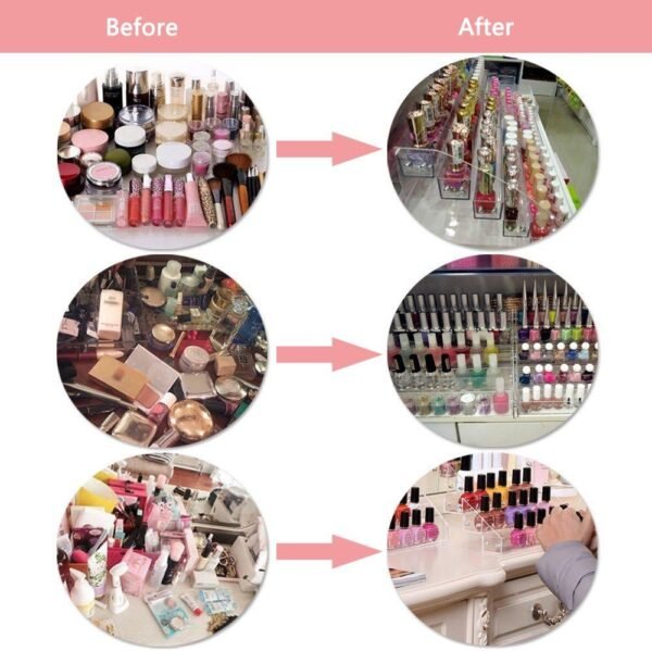 oem/odm 4 tiers makeup holder tiered acrylic organizer for lipstick nail polishes eye shadow toy collection dresser reagent container retail e ssential oils liquids paint oil bottle display rack stand station wholesale supplier & factory