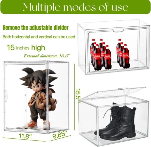 oem/odm super large boot storage boxes clear stackable storage bins, xx-large shoe box organizers with magnetic lids, big acrylic display case an adjustable divider wholesale supplier & factory