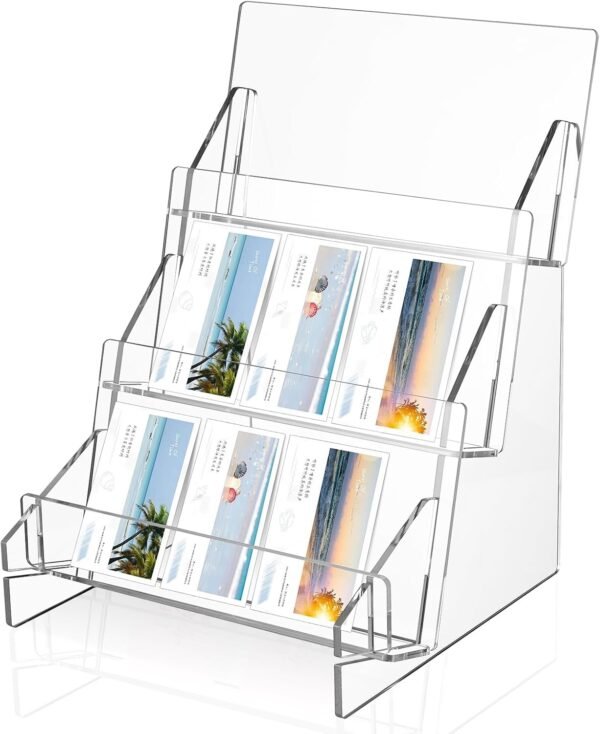 oem/odm dlugopis 3-tier acrylic greeting card display stand: greeting card organizer, postcard display rack, retail display stand for vendors counter wholesale supplier & factory
