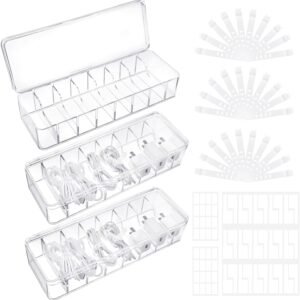 oem/odm cable organizer box with lid, 3 pcs clear cord storage organizer with 30 cable ties 62 cable labels, charger organizer for office desk drawer organizers and accessories wholesale supplier & factory