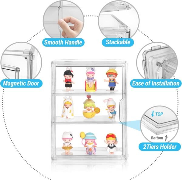 oem/odm acrylic display case for figures, 3 tier clear wall-mounted storage organizer, display box with magnetic door, dustproof showcase cabinet for doll action figure collectibles wholesale supplier & factory