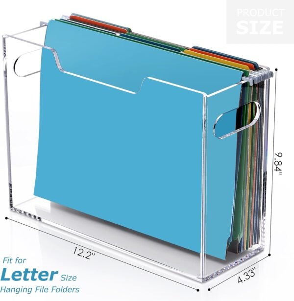 oem/odm dinghuo hanging file box, letter size acrylic hanging file organizer, clear portable file storage box with handle, file folder holder for desk home office school -1 pack wholesale supplier & factory