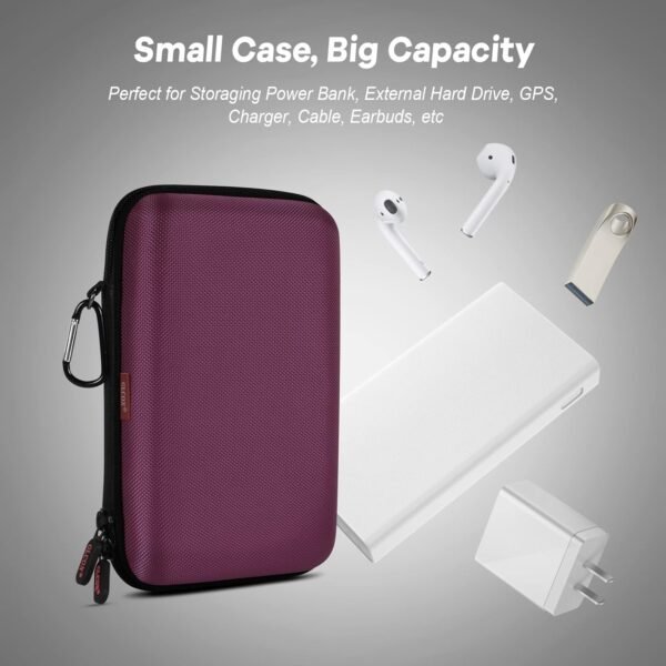 oem/odm glcon deep purple carrying case hard storage case electronics organizer tech pouch for hard drive, power bank, cell phone, charger enclosure - portable travel case bag with carabiner wholesale supplier & factory