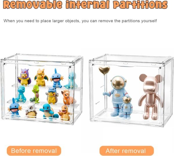 oem/odm display case for figurines, acrylic clear box for collectibles, adjustable layers for figures stackable makeup storage box 27×23×18cm (clear 2 pack, small) wholesale supplier & factory