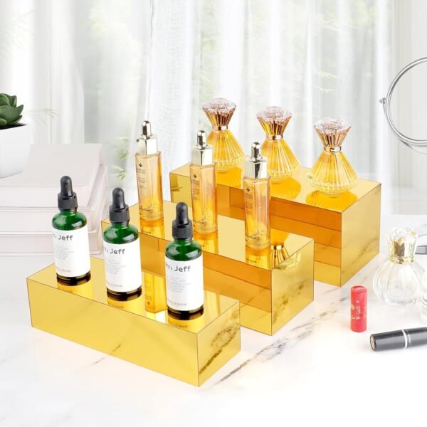 oem/odm acrylic food display risers, gold risers boxes 3pcs rectangular buffet risers display stand shelf for catering dessert buffet table, parties, weddings, collectibles shoes display (3pcs) wholesale supplier & factory