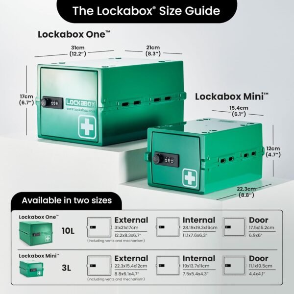 oem/odm lockabox one™ | premium medicine lock box | 10 litre medication lock box with code for medicines, vitamins & supplements | external size 12 x 8 x 6.6 inches (medi green) wholesale supplier & factory