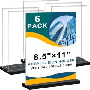 oem/odm 6pack acrylic sign holder 8.5x11 vertical ,clear sign holder double-sided ,plastic flyer stand menu table display holders,acrylic paper holder plastic picture frames for office restaurants show fair wholesale supplier & factory