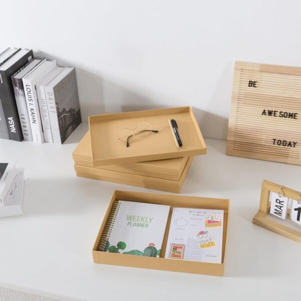 oem/odm soul & lane document storage boxes - set of 3 (13.2" x 9.8" x 1.8"), versatile photo & craft organizer for home office, stackable cardboard storage for letters, papers, files & memorabilia, kraft wholesale supplier & factory