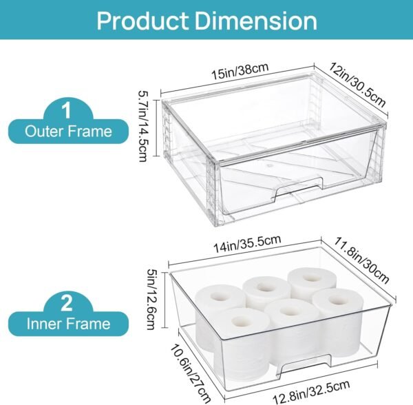 oem/odm vtopmart 2 pack large stackable storage drawers,easily assemble clear acrylic bathroom closet undersink organizers,plastic storage bins for cabinet,kitchen pantry,medicine organization wholesale supplier & factory