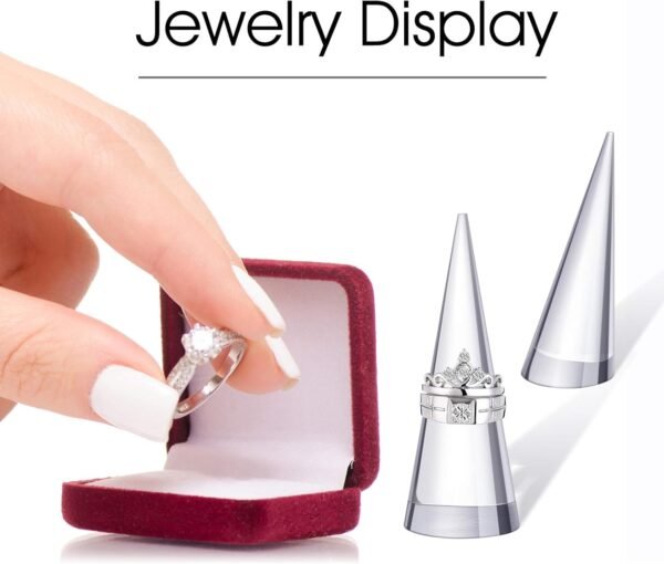 oem/odm jetec clear acrylic crystal ring holder acrylic ring display jewelry holder wedding display cone support single finger rings showcase stand for jewelry wholesale supplier & factory